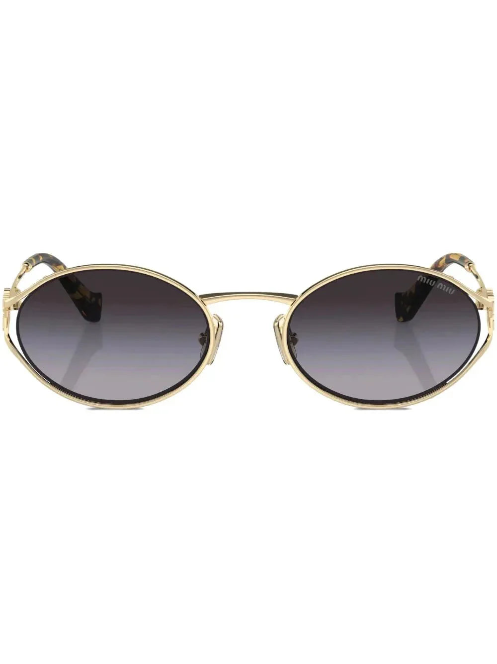 Miu Miu Eyewear lunettes de soleil ovales à plaque logo - kleostreetwear